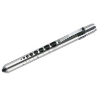 Aluminum LED Reusable Penlight with Pupil Gauge - Silver - 01824