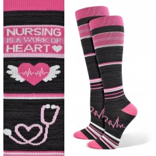 Nursing is a Work of Heart Fashion Compression Sock - 92006