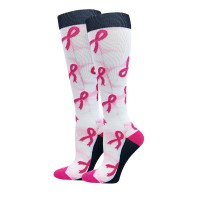 Tie Dye Premium Pink Ribbon Fashion Compression Sock - 92108