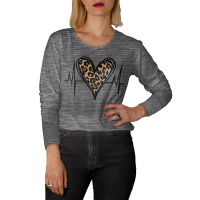 Space Dye L/S  Heart EKG Tee - 92141